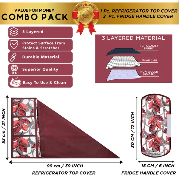 6_Pcs_Of_Cover_Appliances_Cover_Combo_Set_of_(1_Pc._Fridge_Top_Cover_+_1_Pc._Fridge_Handle_Cover_+_6_Pcs._Fridge_Mat_+_1_Pc._Wall_Hanging_Storage_Organizer)