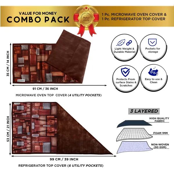 6_Pcs_Of_Cover_Appliance_Cover_Combo_Set_of_(1_Pc._Fridge_Top_Cover_+_1_Pc._Fridge_Handle_Cover_+_6_Pcs._Fridge_Mat)
