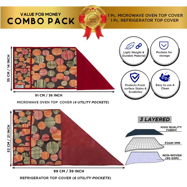 6_Pcs_Of_Cover_Appliance_Cover_Combo_Set_of_(1_Pc._Fridge_Top_Cover_+_2_Pcs._Fridge_Handle_Cover_+_6_Pcs._Fridge_Mat)