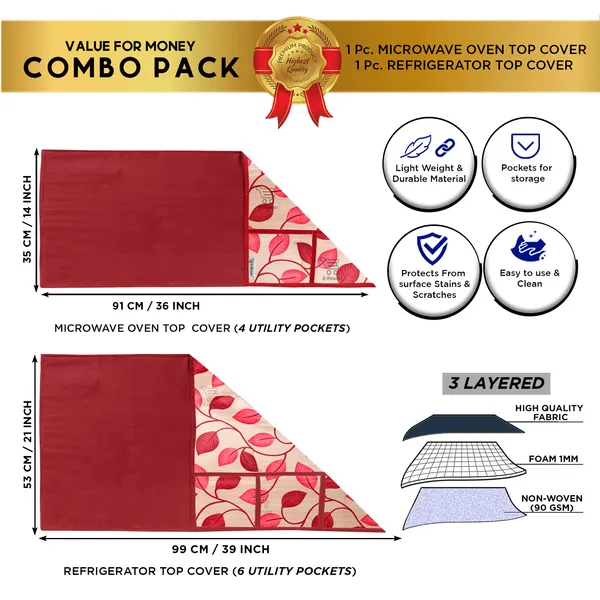 6_Pcs_Of_Cover_Appliance_Cover_Combo_Set_of_(1_Pc._Fridge_Top_Cover_+_1_Pc._Fridge_Handle_Cover_+_6_Pcs._Fridge_Mat)