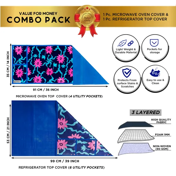 6_Pcs_Of_Cover_Appliance_Cover_Combo_Set_of_(1_Pc._Fridge_Top_Cover_+_2_Pcs._Fridge_Handle_Cover_+_6_Pcs._Fridge_Mat)