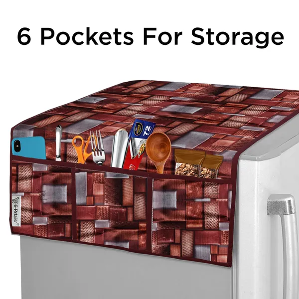 6_Pcs_Of_Cover_Appliance_Cover_Combo_Set_of_(1_Pc._Fridge_Top_Cover_+_2_Pcs._Fridge_Handle_Cover_+_6_Pcs._Fridge_Mat)