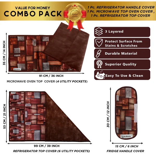 6_Pcs_Of_Cover_Appliance_Cover_Combo_Set_of_(1_Pc._Fridge_Top_Cover_+_2_Pcs._Fridge_Handle_Cover_+_6_Pcs._Fridge_Mat)