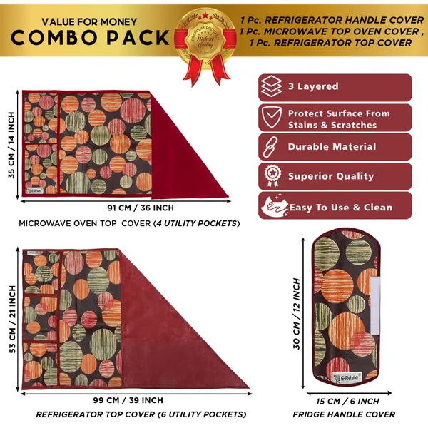 6_Pcs_Of_Cover_Appliances_Cover_Combo_Set_of_(1_Pc._Fridge_Top_Cover_+_1_Pc._Fridge_Handle_Cover_+_1_Pc._Microwave_Oven_Cover_+_6_Pcs._Fridge_Mat_+_1_Pc._Wall_Hanging_Storage_Organizer)