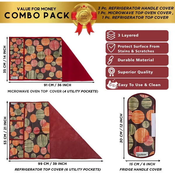 6_Pcs_Of_Cover_Appliances_Cover_Combo_Set_of_(1_Pc._Fridge_Top_Cover_+_2_Pcs._Fridge_Handle_Cover_+_6_Pcs._Fridge_Mat_+_1_Pc._Wall_Hanging_Storage_Organizer)