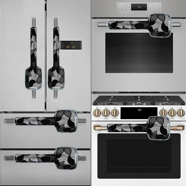 6_Pcs_Of_Cover_Appliance_Cover_Combo_Set_of_(1_Pc._Fridge_Top_Cover_+_2_Pcs._Fridge_Handle_Cover_+_6_Pcs._Fridge_Mat)