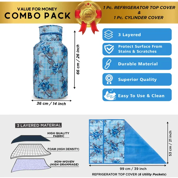 6_Pcs_Of_Cover_Appliance_Cover_Combo_Set_of_(1_Pc._Fridge_Top_Cover_+_1_Pc._Fridge_Handle_Cover_+_6_Pcs._Fridge_Mat)