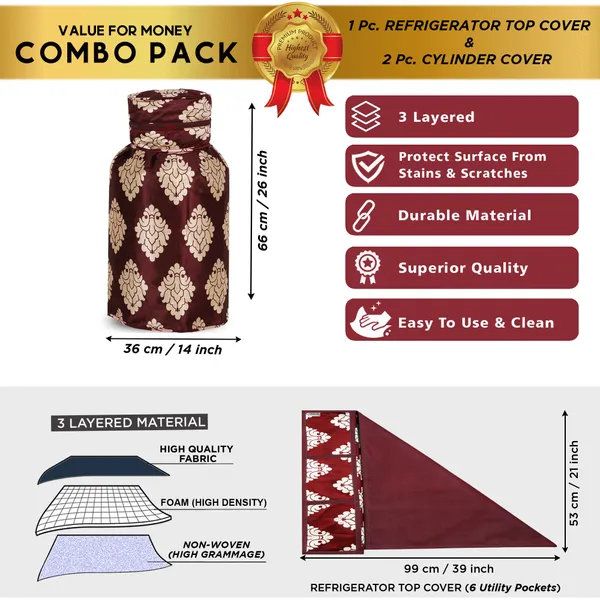 6_Pcs_Of_Cover_Appliances_Cover_Combo_Set_of_(1_Pc._Fridge_Top_Cover_+_1_Pc._Fridge_Handle_Cover_+_6_Pcs._Fridge_Mat_+_1_Pc._Wall_Hanging_Storage_Organizer)