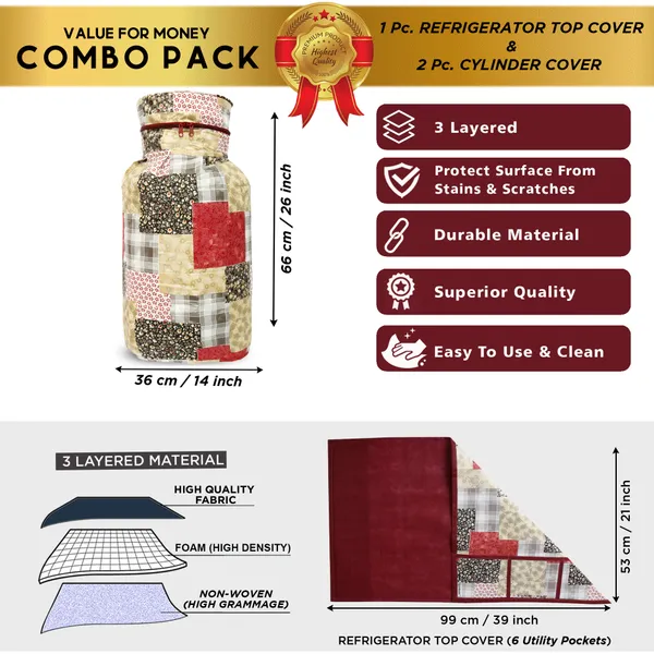 6_Pcs_Of_Cover_Appliances_Cover_Combo_Set_of_(1_Pc._Fridge_Top_Cover_+_1_Pc._Fridge_Handle_Cover_+_1_Pc._Microwave_Oven_Cover_+_6_Pcs._Fridge_Mat_+_1_Pc._Wall_Hanging_Storage_Organizer)