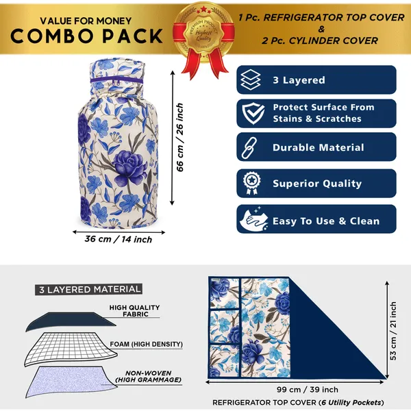 6_Pcs_Of_Cover_Appliance_Cover_Combo_Set_of_(1_Pc._Fridge_Top_Cover_+_1_Pc._Fridge_Handle_Cover_+_6_Pcs._Fridge_Mat)