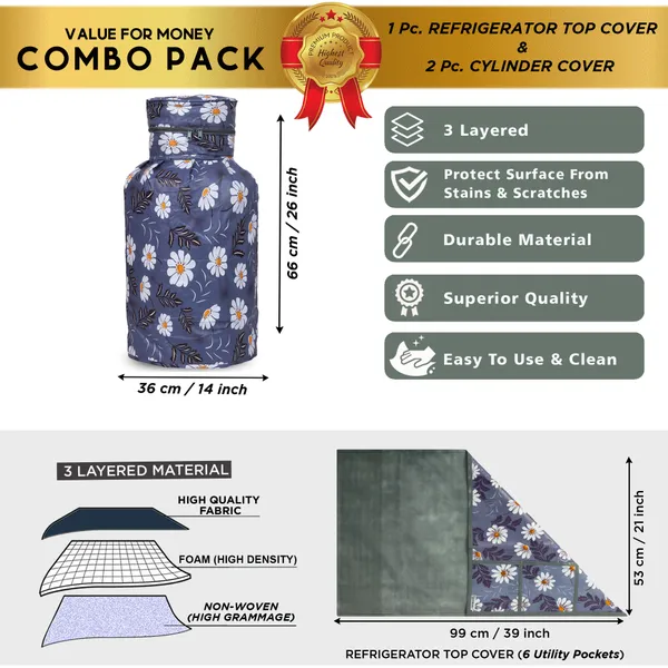 6_Pcs_Of_Cover_Appliances_Cover_Combo_Set_of_(1_Pc._Fridge_Top_Cover_+_1_Pc._Fridge_Handle_Cover_+_1_Pc._Microwave_Oven_Cover_+_6_Pcs._Fridge_Mat_+_1_Pc._Wall_Hanging_Storage_Organizer)