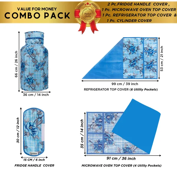 6_Pcs_Of_Cover_Appliances_Cover_Combo_Set_of_(1_Pc._Fridge_Top_Cover_+_1_Pc._Fridge_Handle_Cover_+_6_Pcs._Fridge_Mat_+_1_Pc._Wall_Hanging_Storage_Organizer)