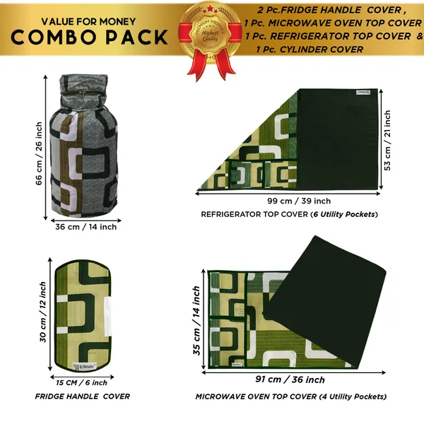 6_Pcs_Of_Cover_Appliances_Cover_Combo_Set_of_(1_Pc._Fridge_Top_Cover_+_2_Pcs._Fridge_Handle_Cover_+_6_Pcs._Fridge_Mat_+_1_Pc._Wall_Hanging_Storage_Organizer)