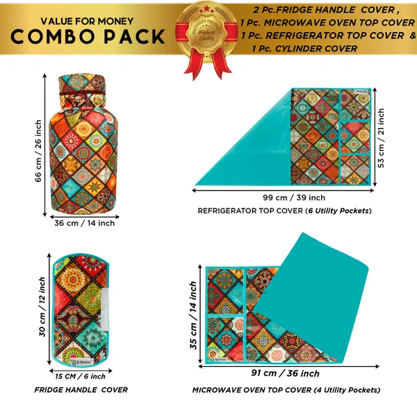 6_Pcs_Of_Cover_Appliances_Cover_Combo_Set_of_(1_Pc._Fridge_Top_Cover_+_1_Pc._Fridge_Handle_Cover_+_1_Pc._Microwave_Oven_Cover_+_6_Pcs._Fridge_Mat_+_1_Pc._Wall_Hanging_Storage_Organizer)