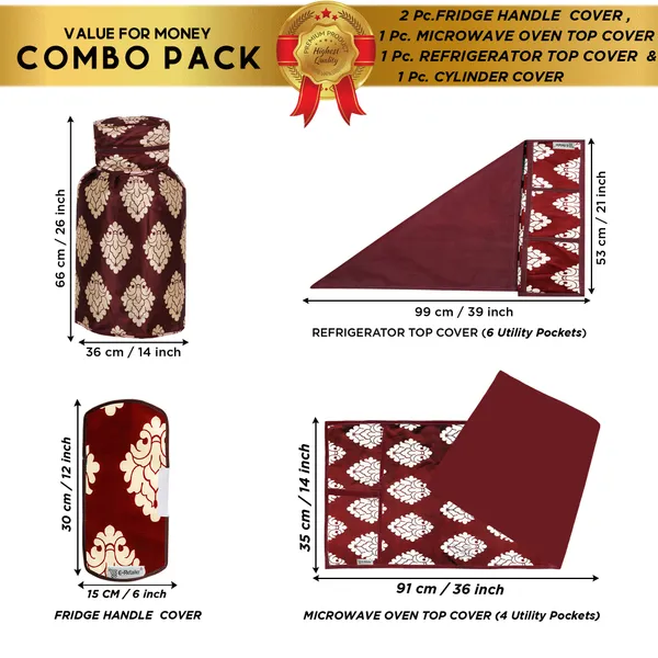 6_Pcs_Of_Cover_Appliance_Cover_Combo_Set_of_(1_Pc._Fridge_Top_Cover_+_1_Pc._Fridge_Handle_Cover_+_6_Pcs._Fridge_Mat)