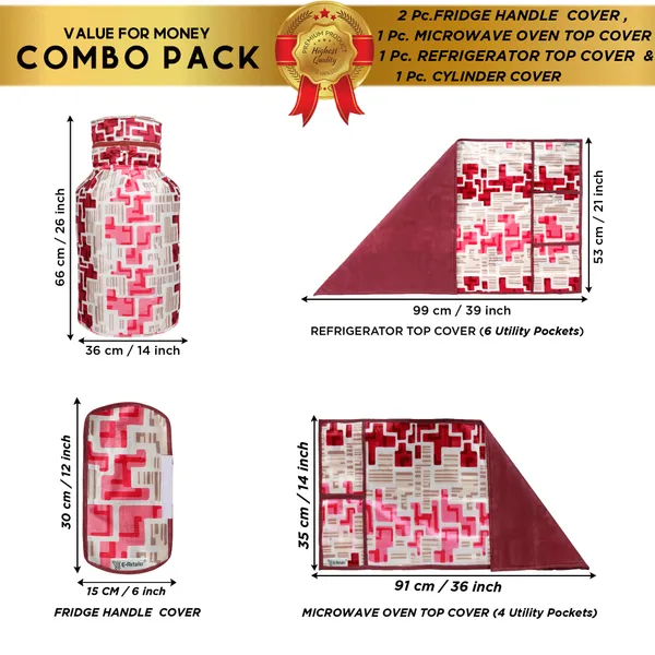 6_Pcs_Of_Cover_Appliance_Cover_Combo_Set_of_(1_Pc._Fridge_Top_Cover_+_1_Pc._Fridge_Handle_Cover_+_6_Pcs._Fridge_Mat)