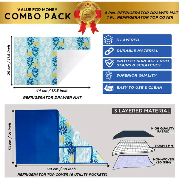 Appliance_Cover_Combo_Set_of_(1_Pc._Fridge_Top_Cover_+_4_Pcs._Fridge_Mat)