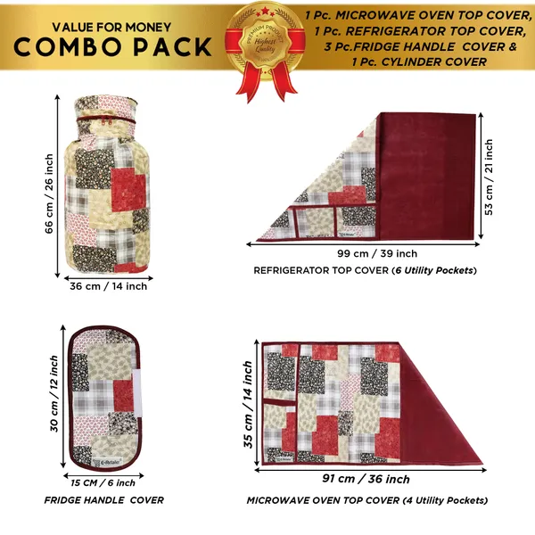 6_Pcs_Of_Cover_Appliance_Cover_Combo_Set_of_(1_Pc._Fridge_Top_Cover_+_1_Pc._Fridge_Handle_Cover_+_6_Pcs._Fridge_Mat)