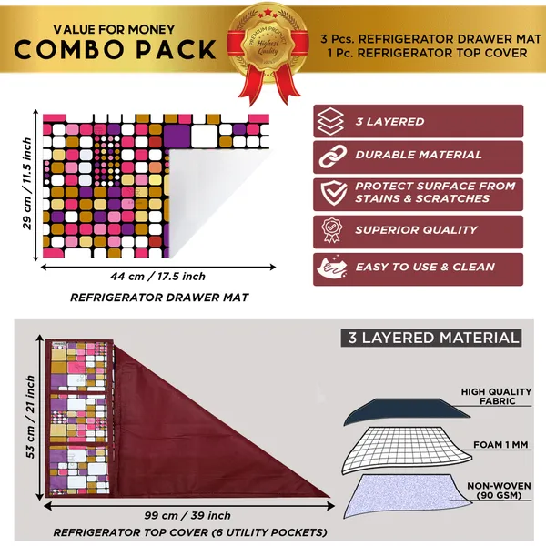 Appliance_Cover_Combo_Set_of_(1_Pc._Fridge_Top_Cover_+_3_Pcs._Fridge_Mat)