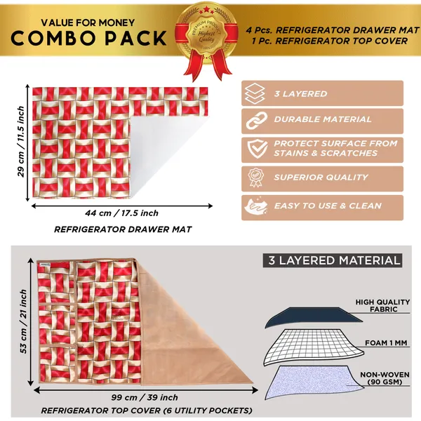 Appliance_Cover_Combo_Set_of_(1_Pc._Fridge_Top_Cover_+_4_Pcs._Fridge_Mat)
