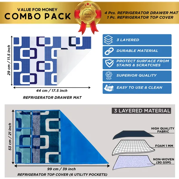 Appliance_Cover_Combo_Set_of_(1_Pc._Fridge_Top_Cover_+_4_Pcs._Fridge_Mat)