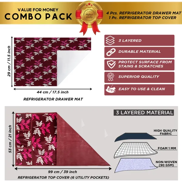 Appliance_Cover_Combo_Set_of_(1_Pc._Fridge_Top_Cover_+_4_Pcs._Fridge_Mat)