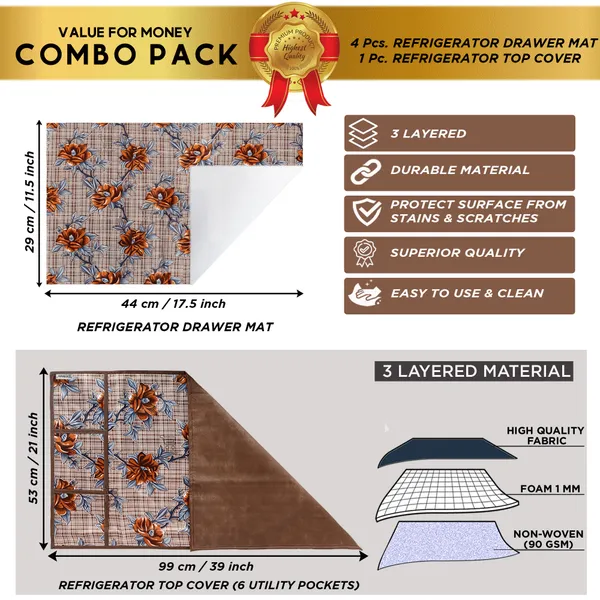 Appliance_Cover_Combo_Set_of_(1_Pc._Fridge_Top_Cover_+_4_Pcs._Fridge_Mat)