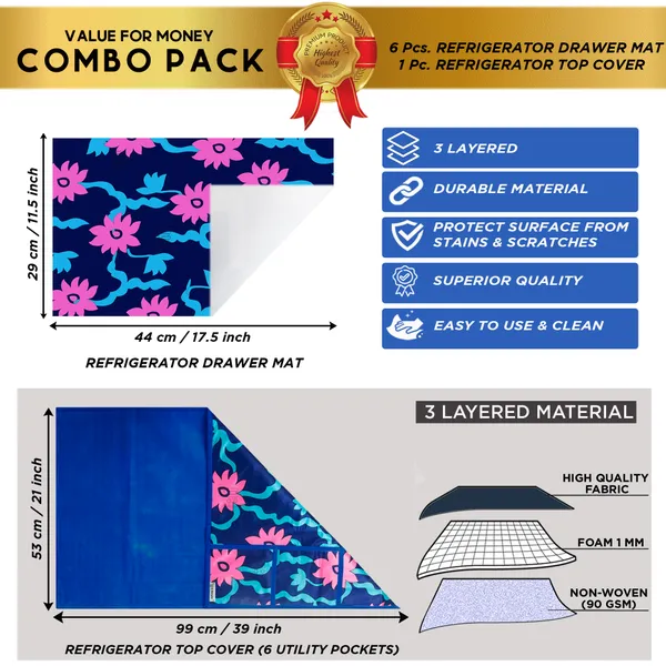 Appliance_Cover_Combo_Set_of_(1_Pc._Fridge_Top_Cover_+_6_Pcs._Fridge_Mat)