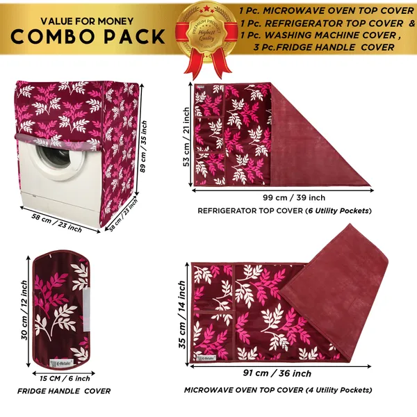 6_Pcs_Of_Cover_Appliances_Cover_Combo_Set_of_(1_Pc._Fridge_Top_Cover_+_1_Pc._Fridge_Handle_Cover_+_1_Pc._Microwave_Oven_Cover_+_6_Pcs._Fridge_Mat_+_1_Pc._Wall_Hanging_Storage_Organizer)