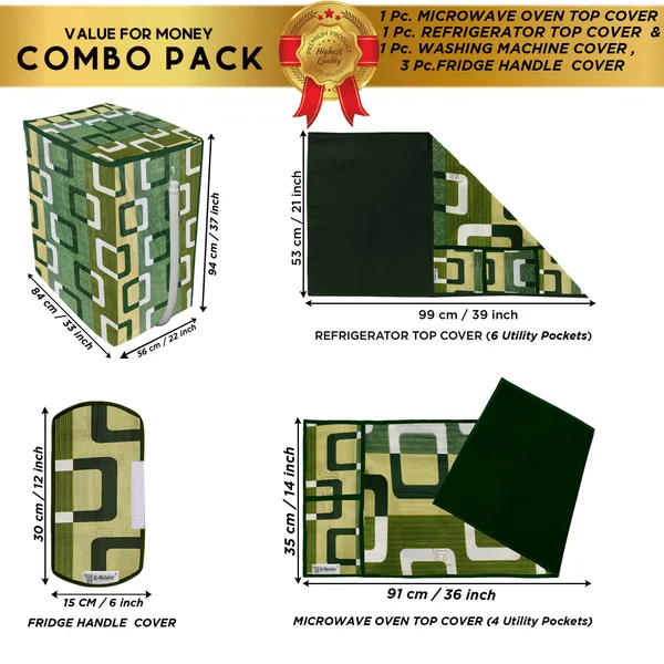 6_Pcs_Of_Cover_Appliance_Cover_Combo_Set_of_(1_Pc._Fridge_Top_Cover_+_2_Pcs._Fridge_Handle_Cover_+_6_Pcs._Fridge_Mat)