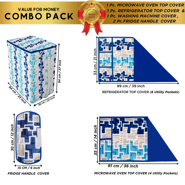 6_Pcs_Of_Cover_Appliance_Cover_Combo_Set_of_(1_Pc._Fridge_Top_Cover_+_2_Pcs._Fridge_Handle_Cover_+_6_Pcs._Fridge_Mat)