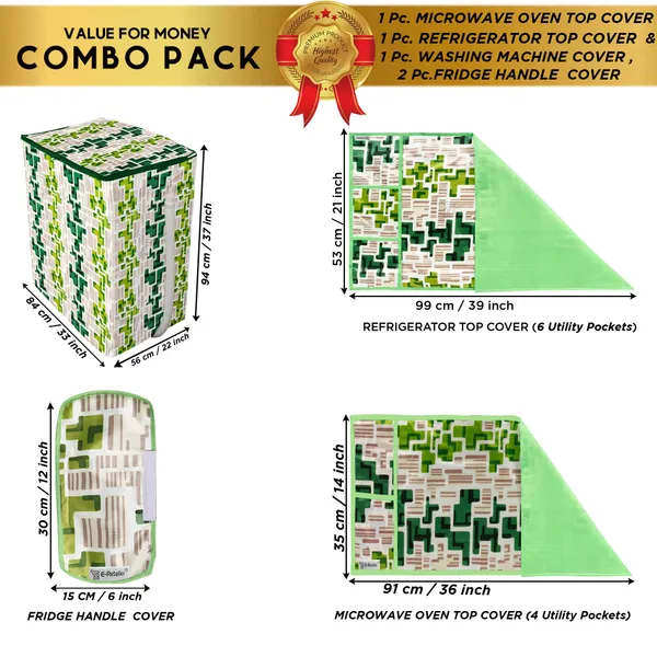 6_Pcs_Of_Cover_Appliance_Cover_Combo_Set_of_(1_Pc._Fridge_Top_Cover_+_2_Pcs._Fridge_Handle_Cover_+_6_Pcs._Fridge_Mat)