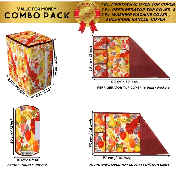 6_Pcs_Of_Cover_Appliances_Cover_Combo_Set_of_(1_Pc._Fridge_Top_Cover_+_2_Pcs._Fridge_Handle_Cover_+_6_Pcs._Fridge_Mat_+_1_Pc._Wall_Hanging_Storage_Organizer)