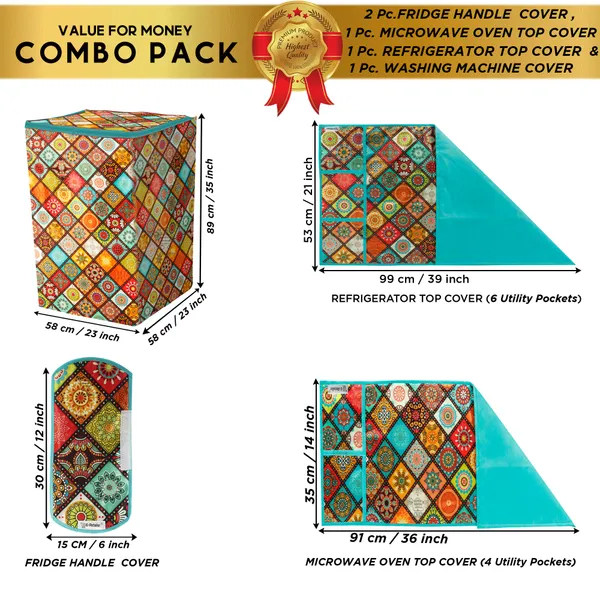 6_Pcs_Of_Cover_Appliances_Cover_Combo_Set_of_(1_Pc._Fridge_Top_Cover_+_1_Pc._Fridge_Handle_Cover_+_1_Pc._Microwave_Oven_Cover_+_6_Pcs._Fridge_Mat_+_1_Pc._Wall_Hanging_Storage_Organizer)