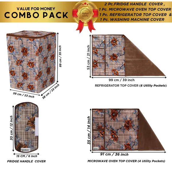 6_Pcs_Of_Cover_Appliance_Cover_Combo_Set_of_(1_Pc._Fridge_Top_Cover_+_2_Pcs._Fridge_Handle_Cover_+_6_Pcs._Fridge_Mat)