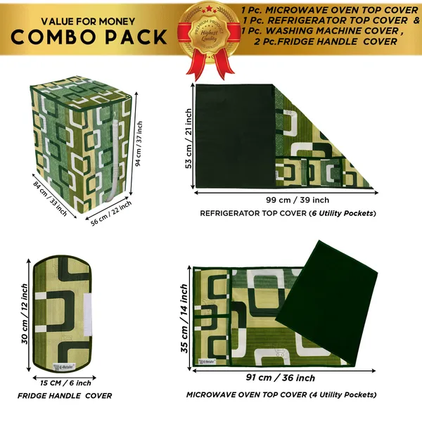 6_Pcs_Of_Cover_Appliance_Cover_Combo_Set_of_(1_Pc._Fridge_Top_Cover_+_1_Pc._Fridge_Handle_Cover_+_6_Pcs._Fridge_Mat)