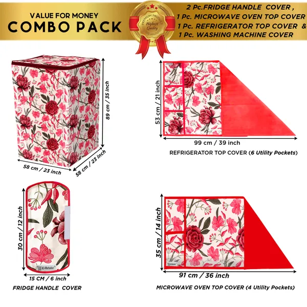 6_Pcs_Of_Cover_Appliance_Cover_Combo_Set_of_(1_Pc._Fridge_Top_Cover_+_2_Pcs._Fridge_Handle_Cover_+_6_Pcs._Fridge_Mat)