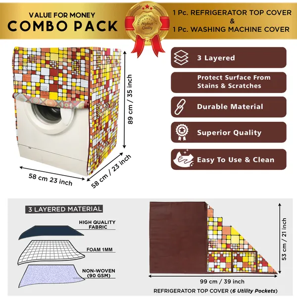 6_Pcs_Of_Cover_Appliance_Cover_Combo_Set_of_(1_Pc._Fridge_Top_Cover_+_1_Pc._Fridge_Handle_Cover_+_6_Pcs._Fridge_Mat)