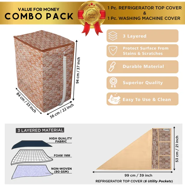 6_Pcs_Of_Cover_Appliance_Cover_Combo_Set_of_(1_Pc._Fridge_Top_Cover_+_2_Pcs._Fridge_Handle_Cover_+_6_Pcs._Fridge_Mat)