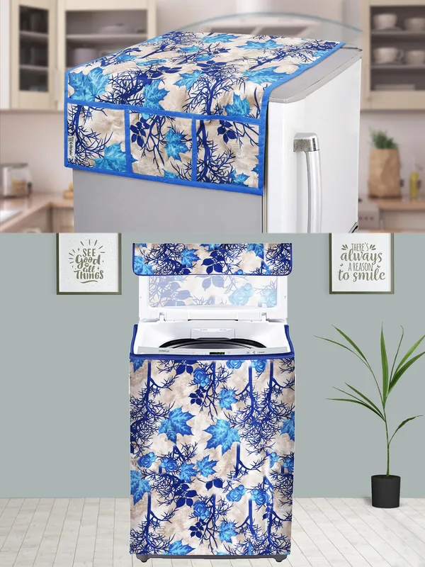 6_Pcs_Of_Cover_Appliances_Cover_Combo_Set_of_(1_Pc._Fridge_Top_Cover_+_2_Pcs._Fridge_Handle_Cover_+_6_Pcs._Fridge_Mat_+_1_Pc._Wall_Hanging_Storage_Organizer)