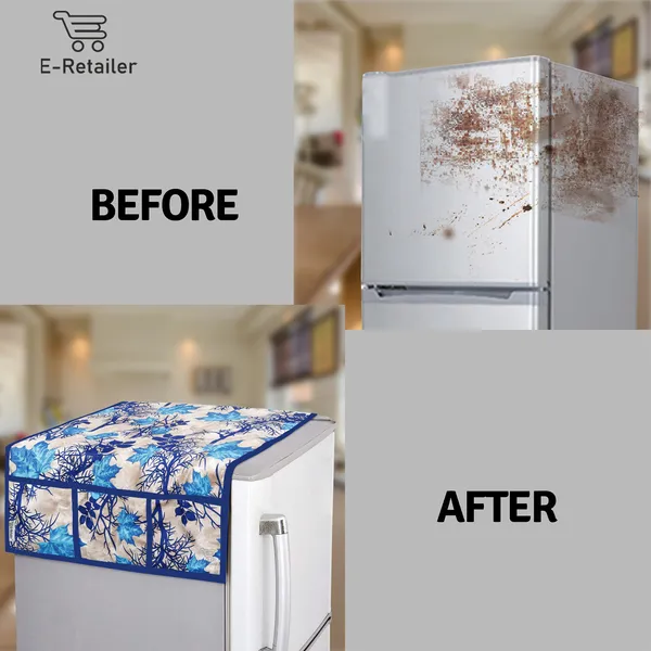 6_Pcs_Of_Cover_Appliances_Cover_Combo_Set_of_(1_Pc._Fridge_Top_Cover_+_2_Pcs._Fridge_Handle_Cover_+_6_Pcs._Fridge_Mat_+_1_Pc._Wall_Hanging_Storage_Organizer)