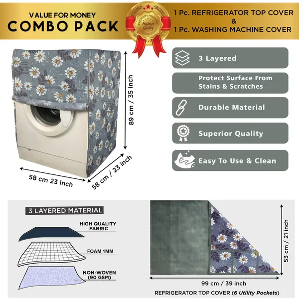 6_Pcs_Of_Cover_Appliances_Cover_Combo_Set_of_(1_Pc._Fridge_Top_Cover_+_1_Pc._Fridge_Handle_Cover_+_6_Pcs._Fridge_Mat_+_1_Pc._Wall_Hanging_Storage_Organizer)