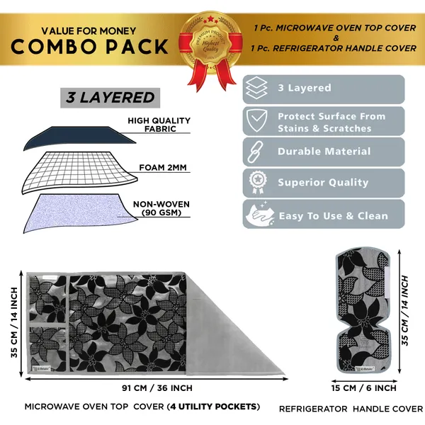6_Pcs_Of_Cover_Appliance_Cover_Combo_Set_of_(1_Pc._Fridge_Top_Cover_+_1_Pc._Fridge_Handle_Cover_+_6_Pcs._Fridge_Mat)