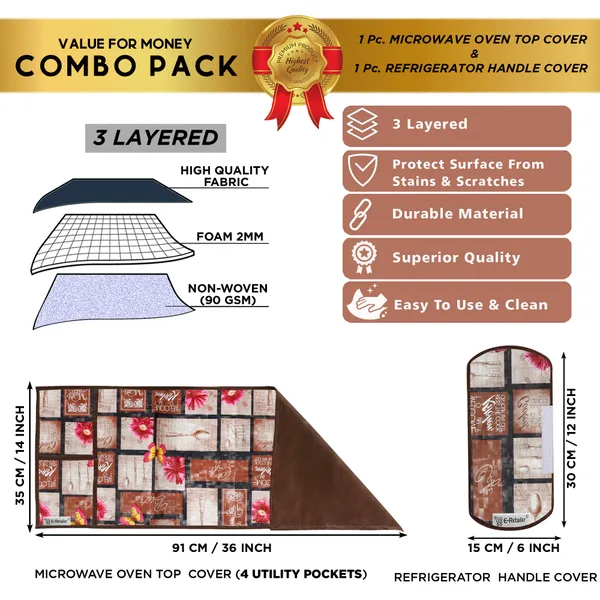 6_Pcs_Of_Cover_Appliances_Cover_Combo_Set_of_(1_Pc._Fridge_Top_Cover_+_2_Pcs._Fridge_Handle_Cover_+_6_Pcs._Fridge_Mat_+_1_Pc._Wall_Hanging_Storage_Organizer)