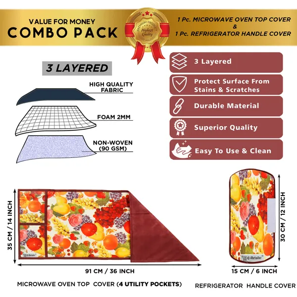 6_Pcs_Of_Cover_Appliance_Cover_Combo_Set_of_(1_Pc._Fridge_Top_Cover_+_1_Pc._Fridge_Handle_Cover_+_6_Pcs._Fridge_Mat)