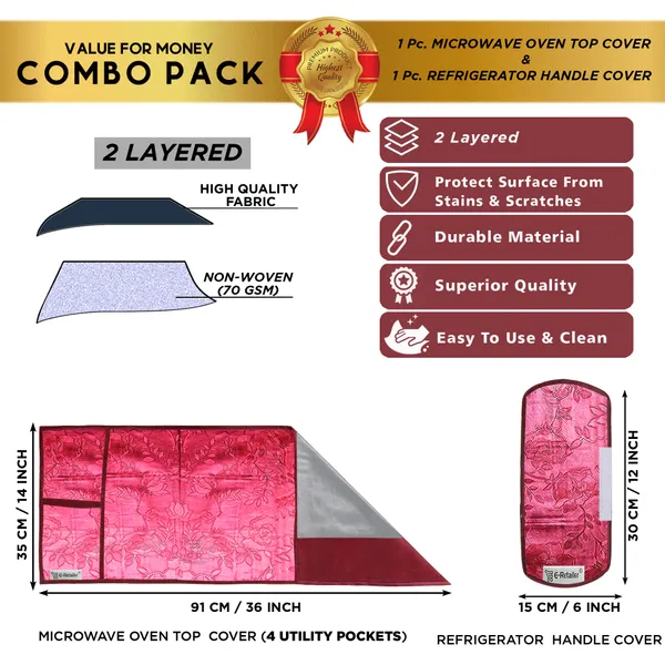 6_Pcs_Of_Cover_Appliance_Cover_Combo_Set_of_(1_Pc._Fridge_Top_Cover_+_1_Pc._Fridge_Handle_Cover_+_6_Pcs._Fridge_Mat)