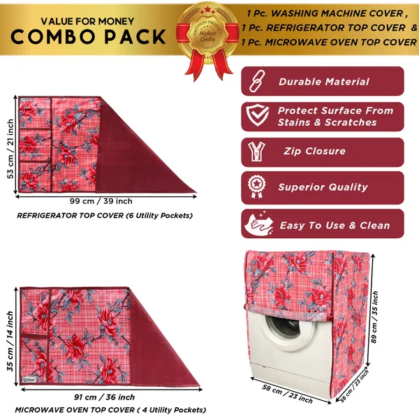 6_Pcs_Of_Cover_Appliances_Cover_Combo_Set_of_(1_Pc._Fridge_Top_Cover_+_1_Pc._Fridge_Handle_Cover_+_1_Pc._Microwave_Oven_Cover_+_6_Pcs._Fridge_Mat_+_1_Pc._Wall_Hanging_Storage_Organizer)