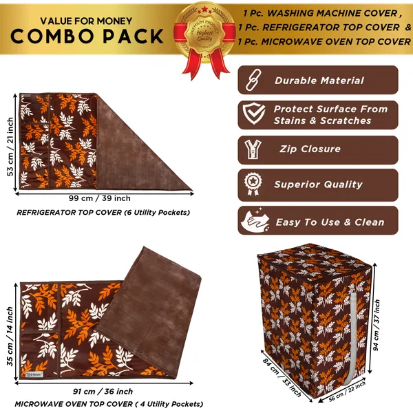 6_Pcs_Of_Cover_Appliances_Cover_Combo_Set_of_(1_Pc._Fridge_Top_Cover_+_1_Pc._Fridge_Handle_Cover_+_6_Pcs._Fridge_Mat_+_1_Pc._Wall_Hanging_Storage_Organizer)