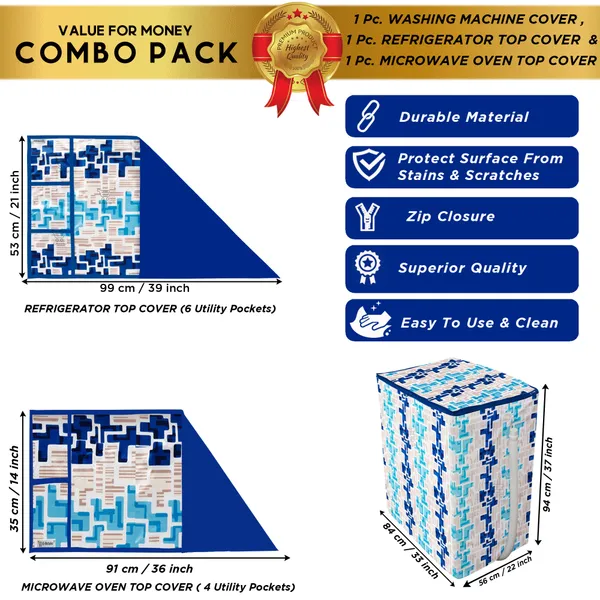 6_Pcs_Of_Cover_Appliance_Cover_Combo_Set_of_(1_Pc._Fridge_Top_Cover_+_1_Pc._Fridge_Handle_Cover_+_6_Pcs._Fridge_Mat)