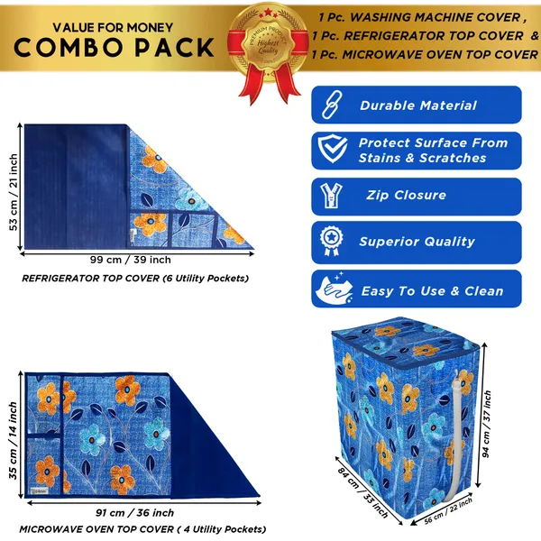 6_Pcs_Of_Cover_Appliances_Cover_Combo_Set_of_(1_Pc._Fridge_Top_Cover_+_2_Pcs._Fridge_Handle_Cover_+_6_Pcs._Fridge_Mat_+_1_Pc._Wall_Hanging_Storage_Organizer)